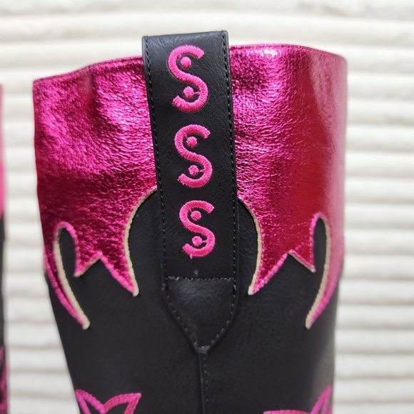 Free Your Mind Western Designed Platform Chunky Heel Knee Boots Festival Gothic - Picture 16 of 17